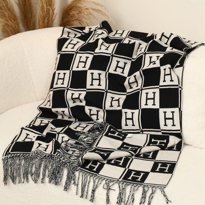 Scarve In Black & White Hermes Inspired Print