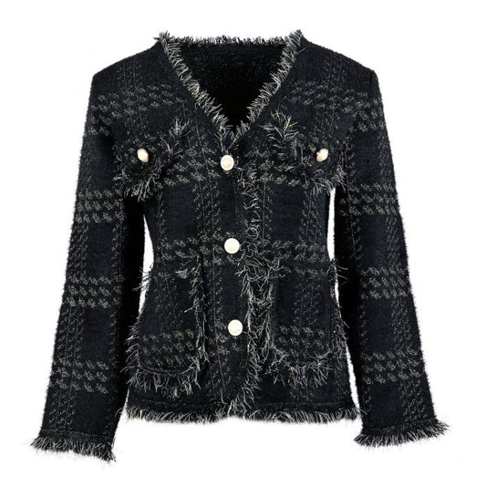 Chanel Imspired V neck Tweed Knitted Cardigan