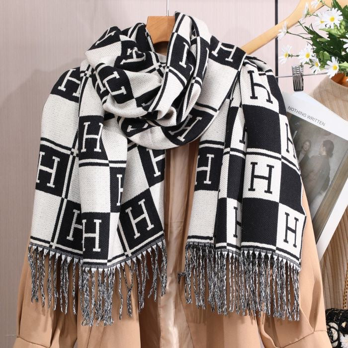 Scarve In Black & White Hermes Inspired Print